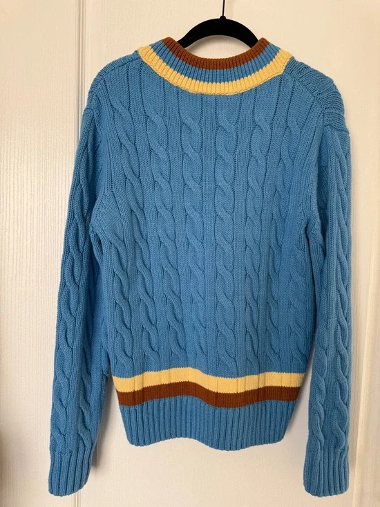 Lacoste Women's V-Neck Cable Knit Wool Sweater - Picture 2 of 6